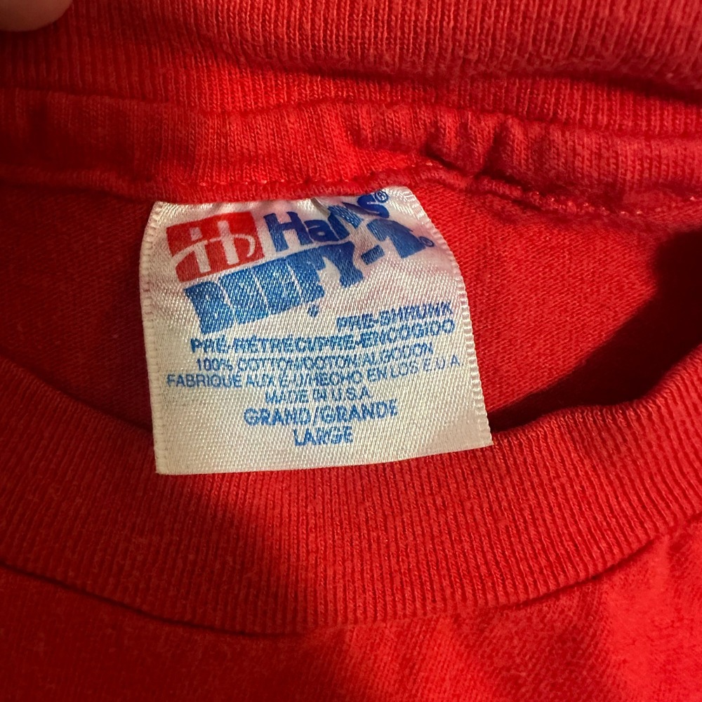 Vintage Hanes Beefy-T Methods West Pocket Graphic T-Shirt Red Size Large - Picture 4 of 9